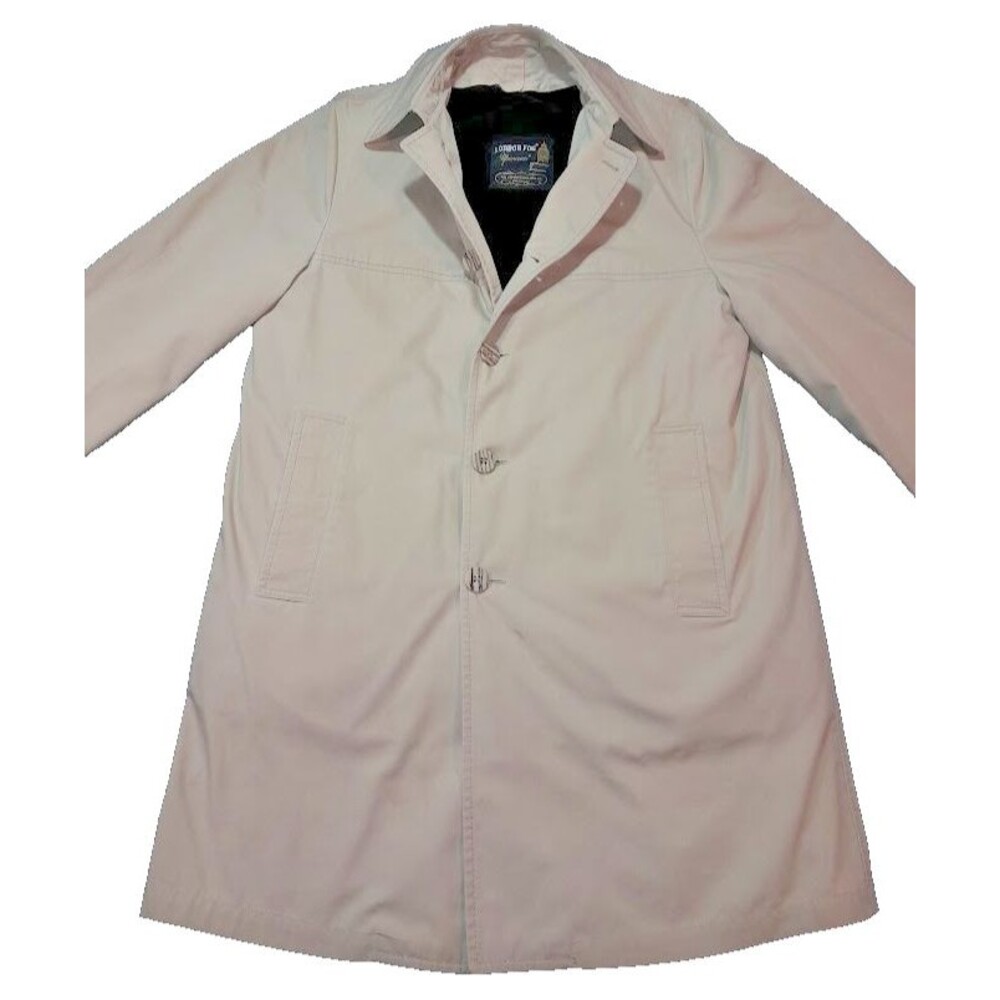 60-70s Old money Trench coat London Fog sz 38 faux fur lined Cream Khaki color